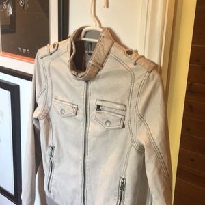 Guess White Leather Jacket
